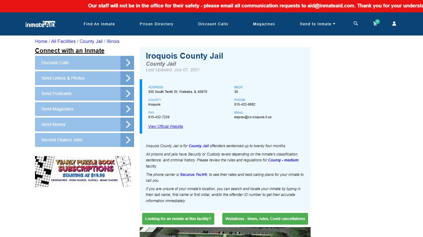 Iroquois County Jail - Inmate Locator - Watseka, IL