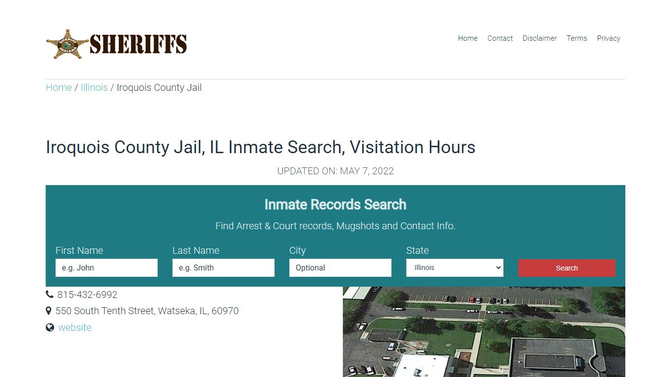 Iroquois County Jail, IL Inmate Search, Visitation Hours