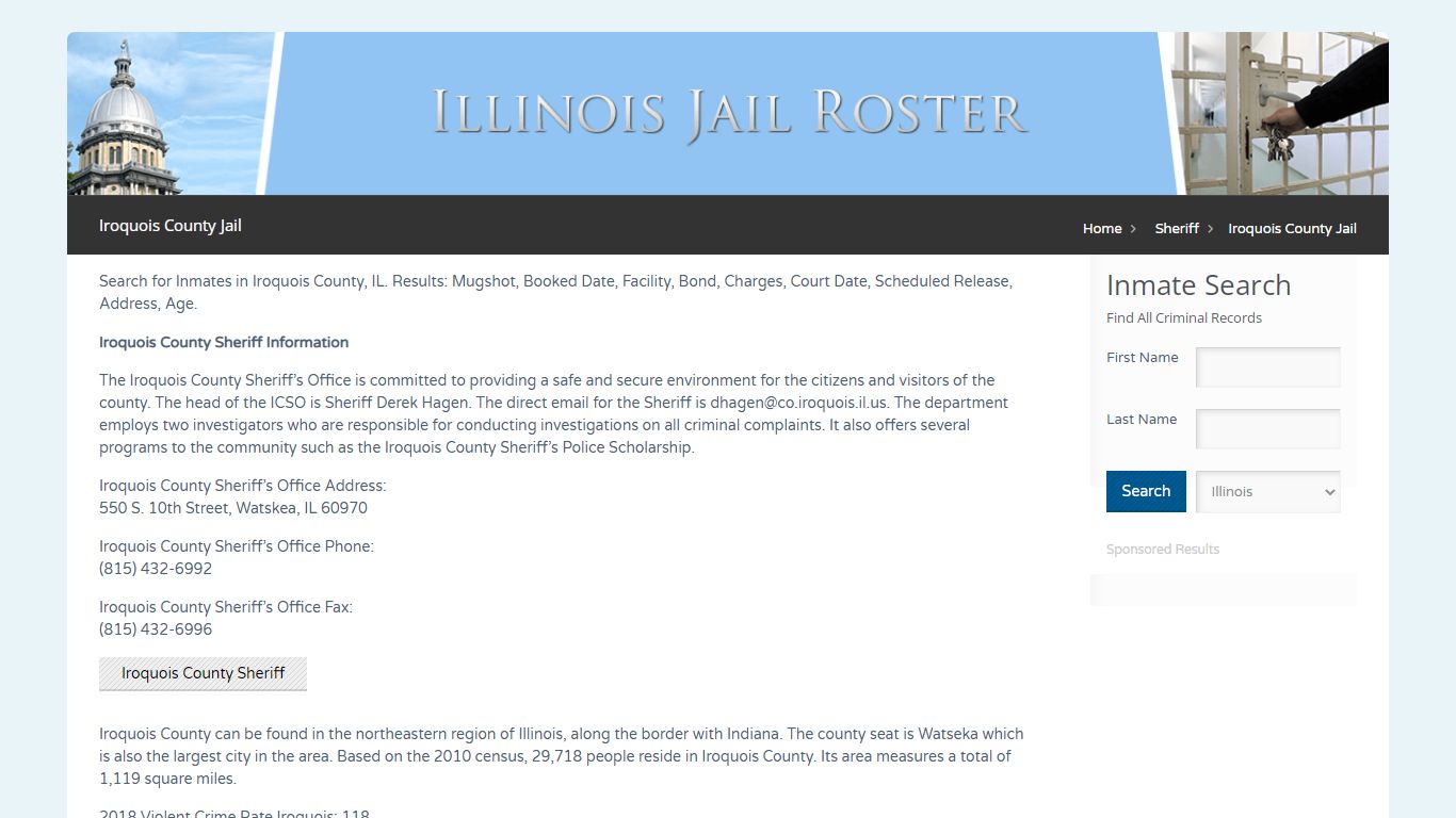 Iroquois County Jail | Jail Roster Search